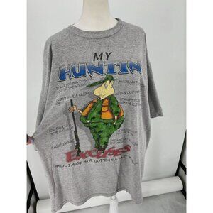 Vintage Men's Shirt TSI My Huntin' Excuses XXL Tshirt Grey
